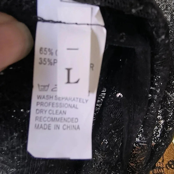 Women's Floor Length, Long Sleeve, Sheer, Goth Whimsigoth Sequin Evening Gown, L - Picture 6 of 11